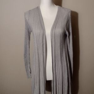 New Direction Sparkly Grey Ribbed Cardigan